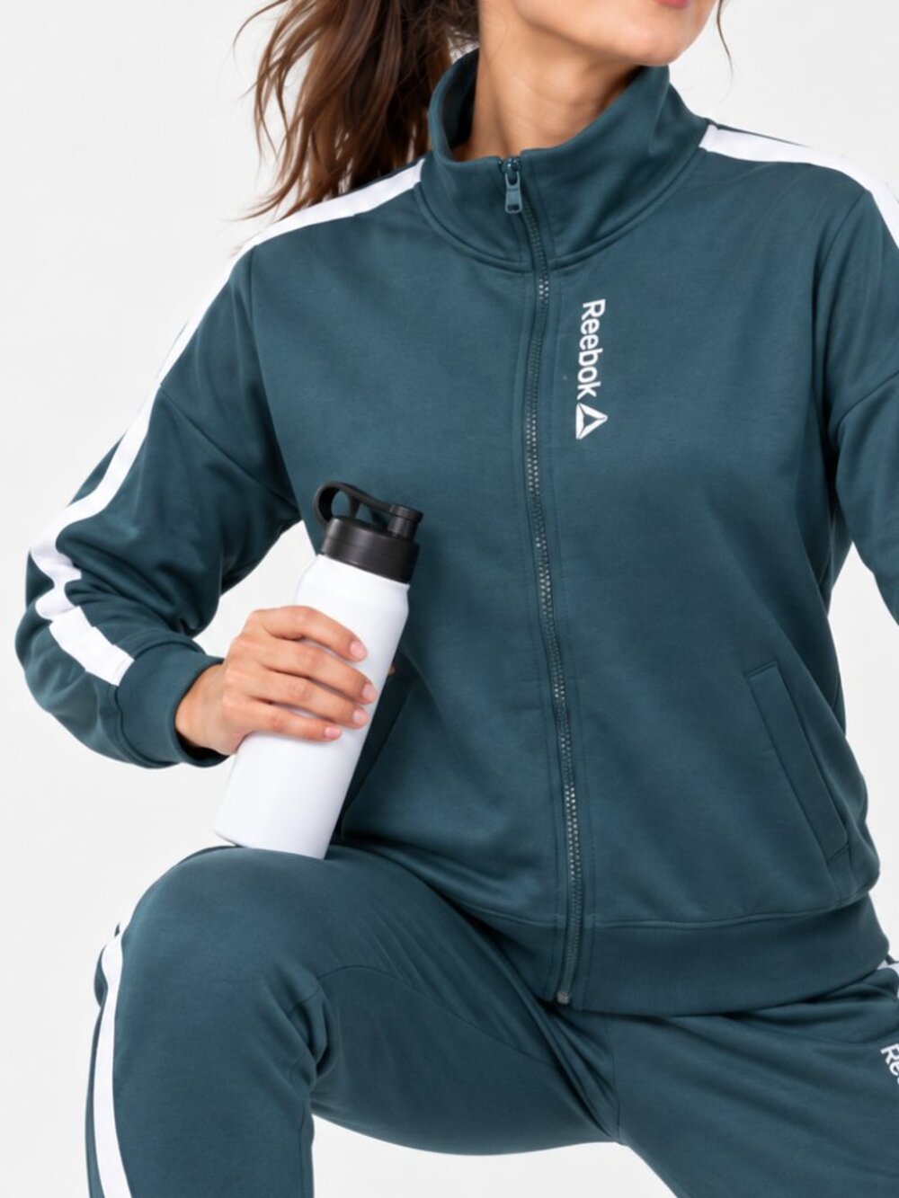 Reebok Track Jacket Teal Green Zip Up Women's M